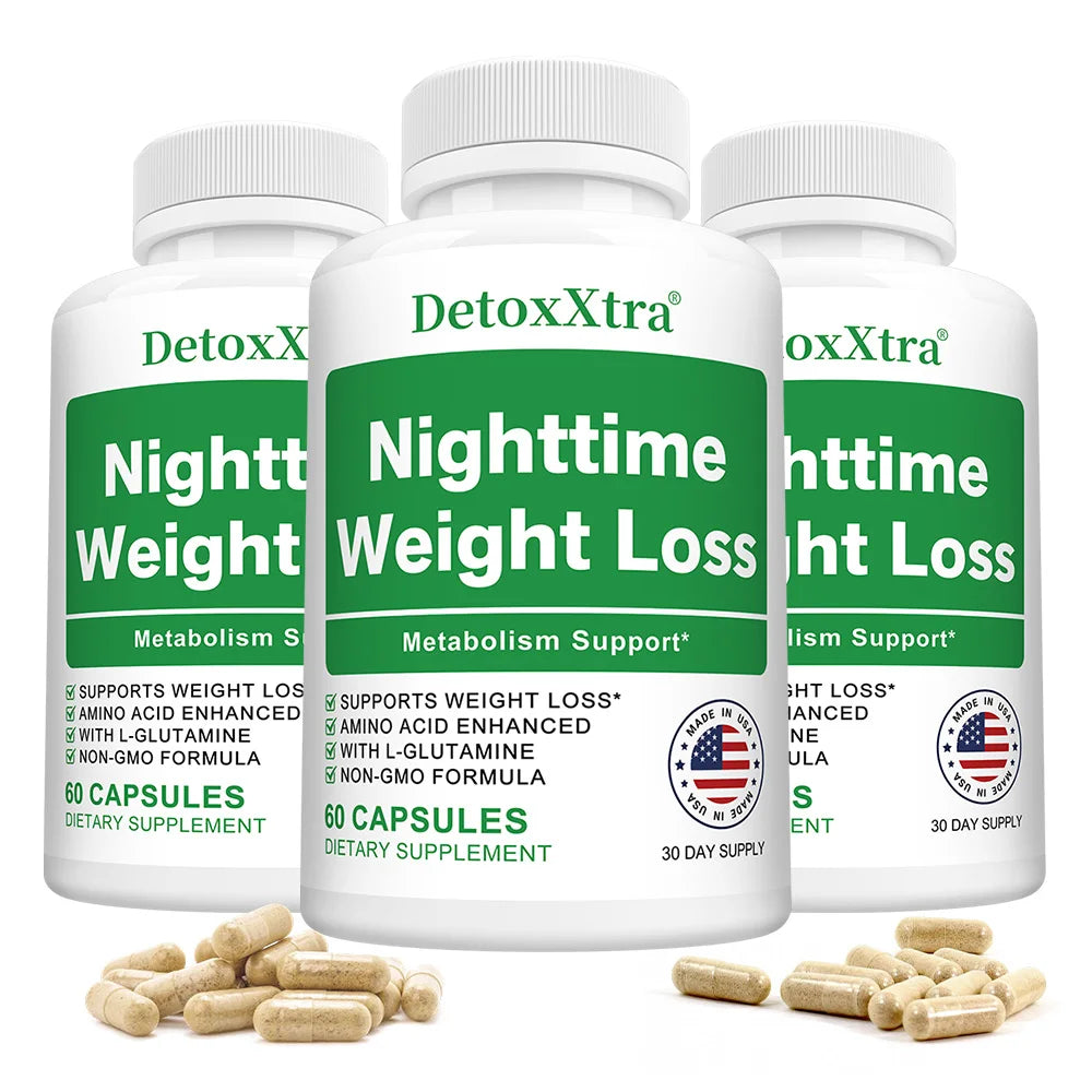 Nighttime Fat Burner Capsules, Muscle Recovery, Appetite Suppressant, Metabolism Booster, Relaxation & Restful Sleep Support