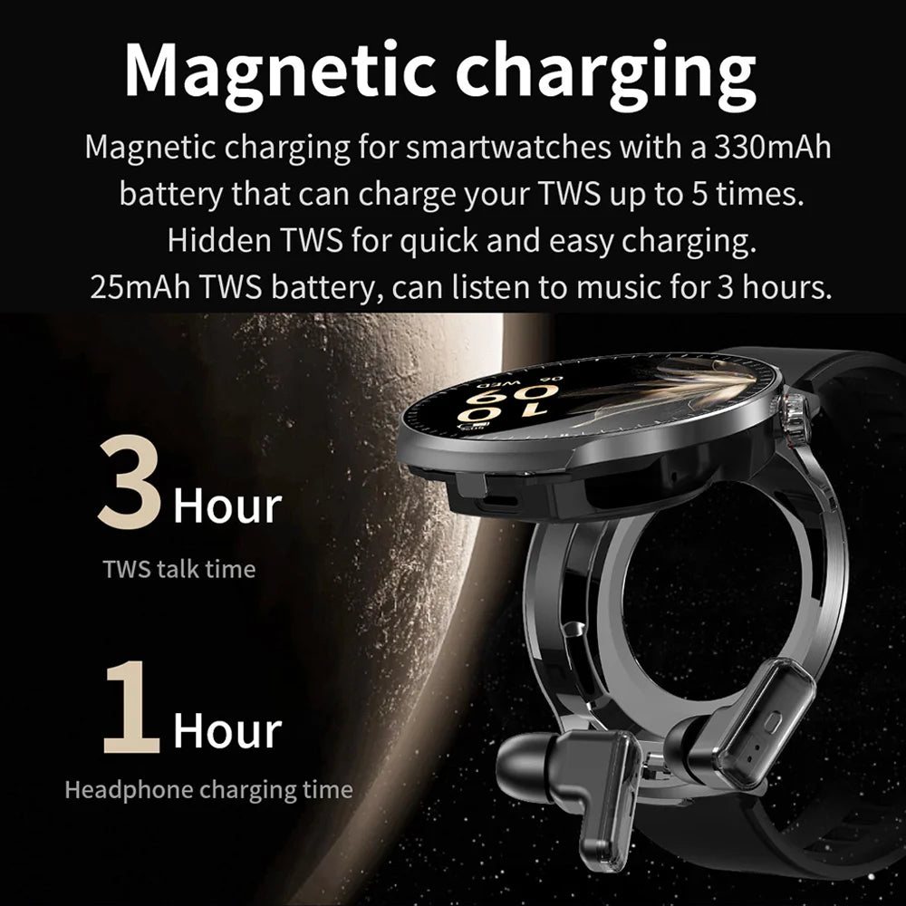 2026 T-REX3 New 2 in 1 Smart Watch With Earbuds Smart Watch TWS Bluetooth Earphone Heart Rate Blood Oxygen Monitor Sports Watch