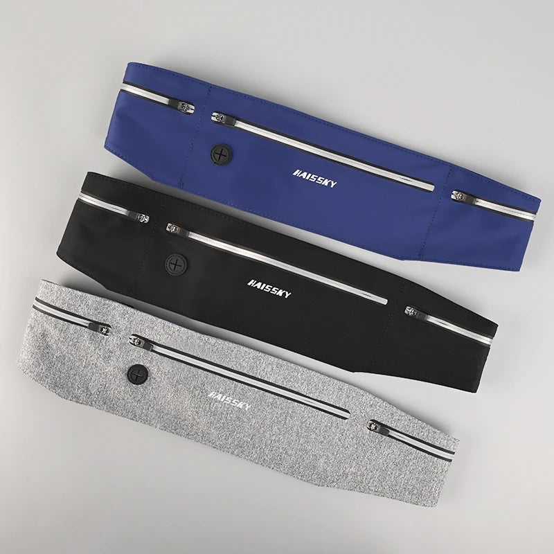 HAISSKY Ultra-thin Waistband Running Bags Men Women Outdoor Sports Fitenss Elastic Adjustable Waist Pack For Phone Earphone Keys