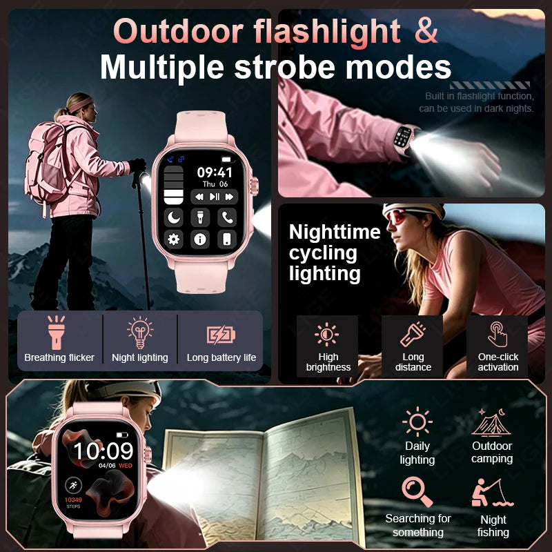1400mAh Battery Smart Watches Women Outdoor GPS Trajectory Flashlight IP68 Waterproof Bluetooth Call Military Sports Smartwatch