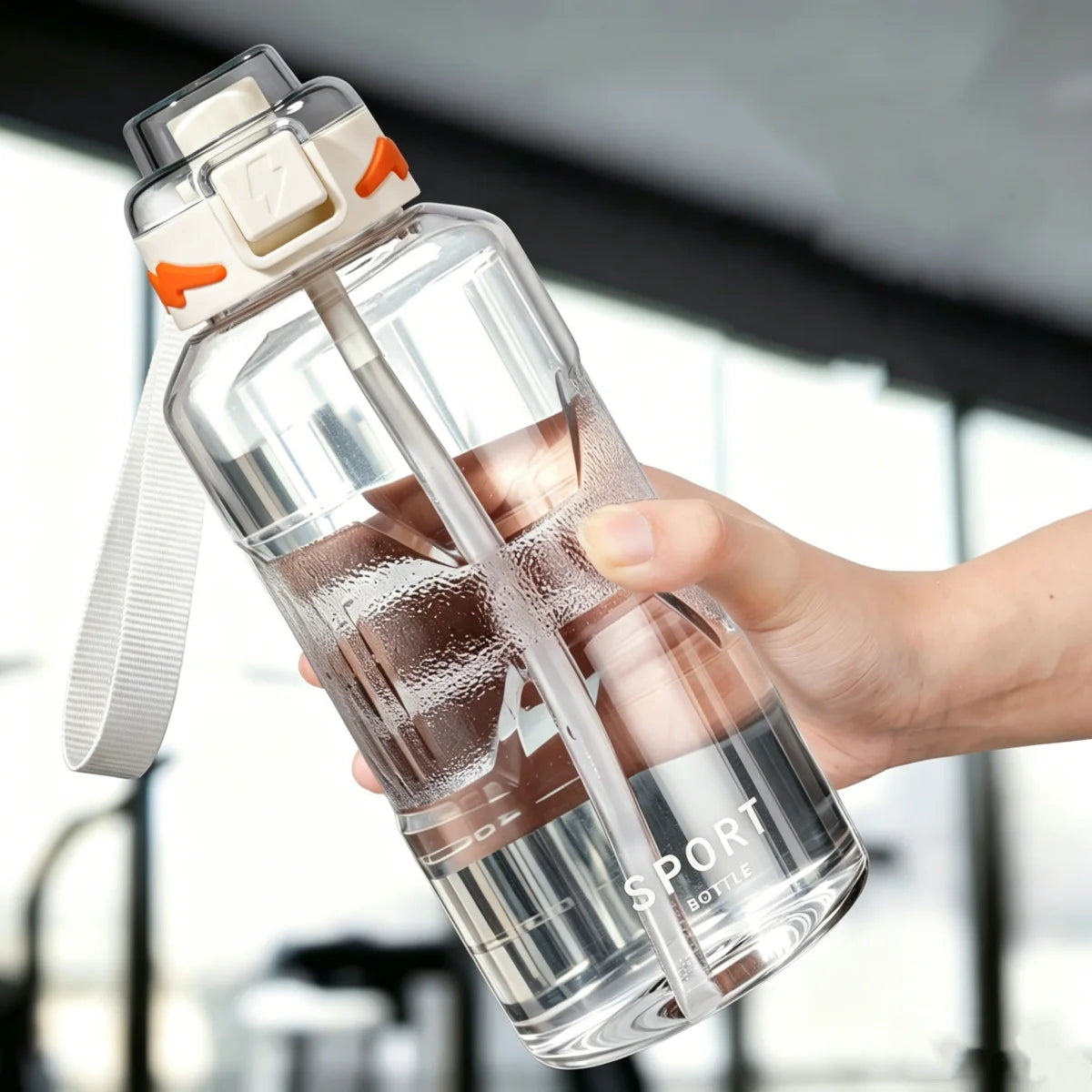 1.5L Straw Water Bottle Large Capacity Plastic Water Cup Portable Drink Bottle With Scale Marker For Outdoor Sports