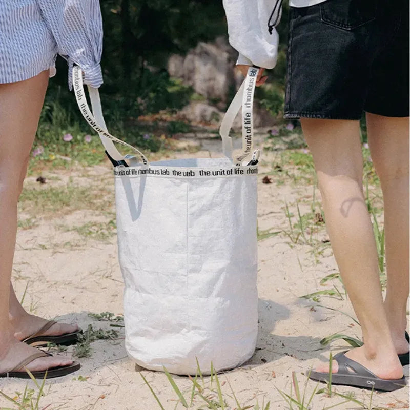 Large Capacity Drawstring Storage Bag, Foldable Waterproof Organizer Pouch for Outdoor, Travel & Beach
