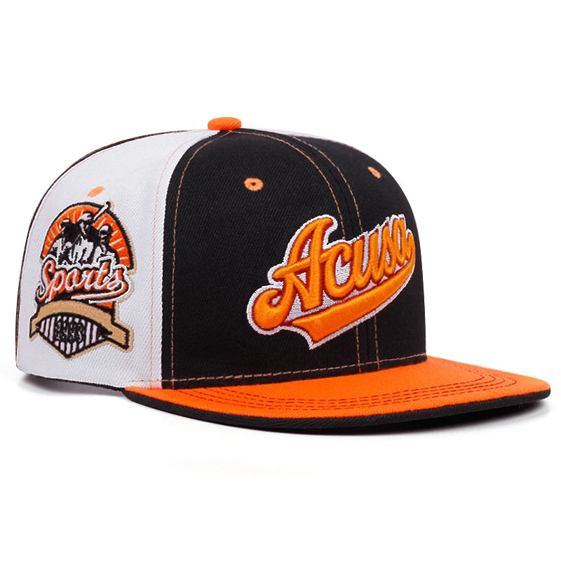 2025 New ACUSA Color blocked Flat brimmed Hat Men's Trendy Baseball Hat Hip Hop Hat Women's Outdoor Sports Leisure Sunshade Hat