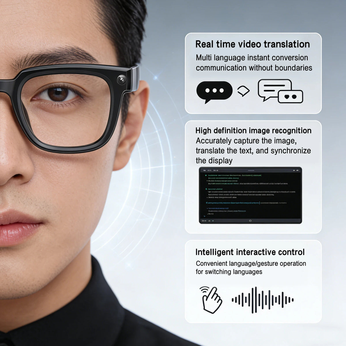 Q11 Smart Glasses 4K Camera Photo Video Real-Time Multi-Language Translation Bluetooth Call & Stereo Music Photochromic Eyeglass