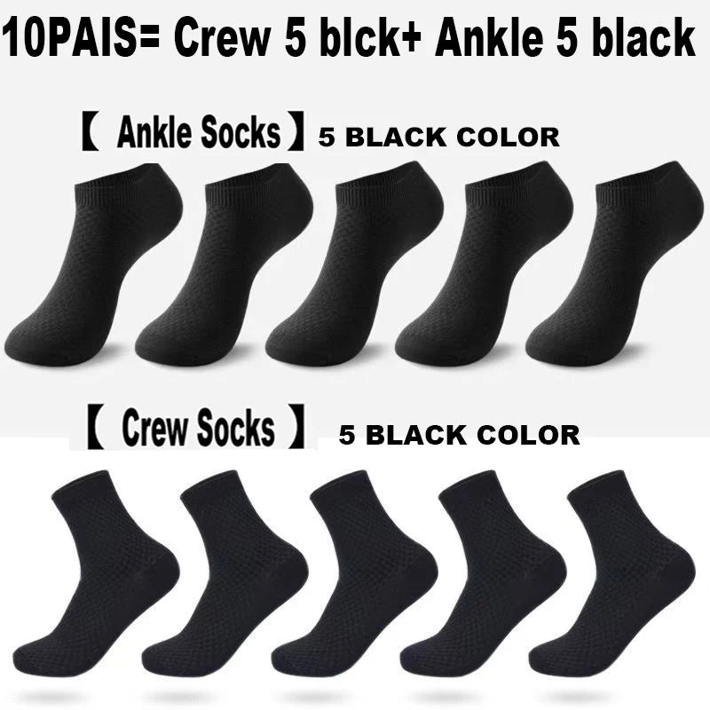 5/10 Pairs Men Socks Bamboo Fiber Short Ankle Socks Spring Summer Autumn Winter Business Breathable Male Long Sock Meias Man Sox