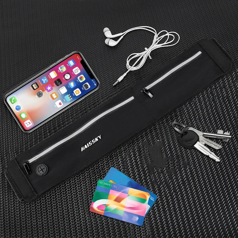 HAISSKY Sport Waistband Running Bags For iPhone 17 16 15 14 13 12 Pro Max 15 Plus Waterproof Zipper Pocket Waistpack Phone Pouch