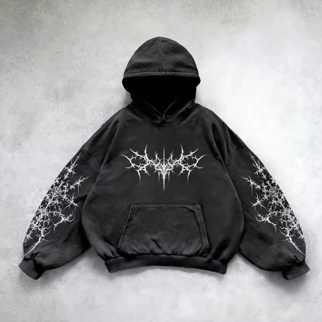 6xl Retro Gothic Evil Angel Print Hip Hop Hoodie for Men Y2k Punk Casual Loose Pullover Women Streetwear Sweatshirt Hoodies