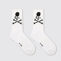 Hip Hop Skateboard Original Design Black White Skull Socks Personality Street Hip Hop Sports Middle Tube Cotton Women's Socks