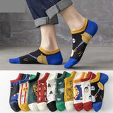 10 Pairs Men's Socks Set Cartoon Fashionable Versatile Casual Ankle Socks Thin Shallow Mouth Comfortable Breathable Cotton Socks