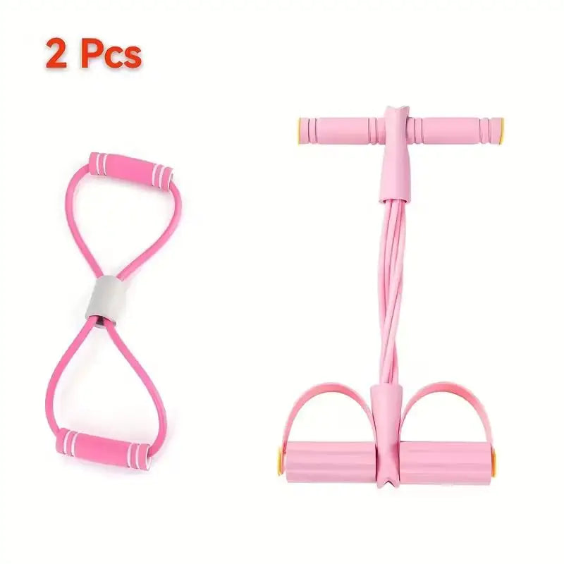 4 Tube Resistance Bands with Ergonomic Pedal, Full Body Workout, Yoga, Pilates, Core, Glutes, Hamstrings,Quads,Chest, Back, Neck