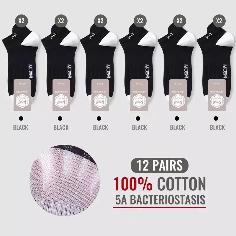 MiiOW 100% Pure Cotton Short Socks Men Ankle Sock Business Dress Ear-lifting Heel Protection Deodorant Antibacterial Sports Sock