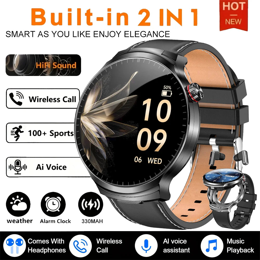 2026 T-REX3 New 2 in 1 Smart Watch With Earbuds Smart Watch TWS Bluetooth Earphone Heart Rate Blood Oxygen Monitor Sports Watch
