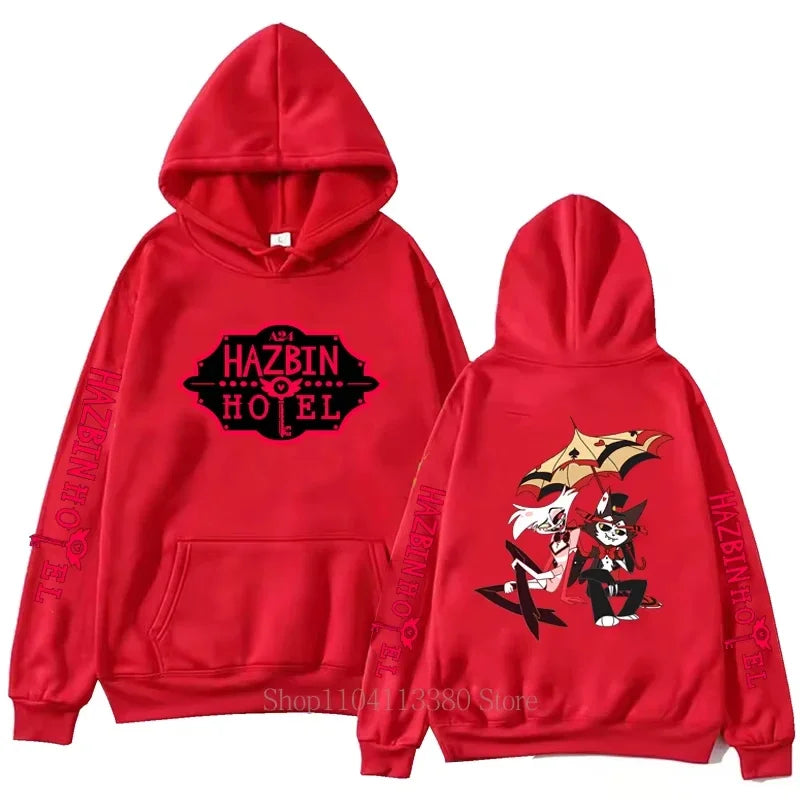 Hazbin Hotel Graphic Print Men Clothing Hoodies Fall Winter Casual Fashion Women Streetwear Y2K Long Sleeve Tops Fleece Pullover