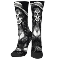 Sugar Skull Art Men's Socks Novelty Day of the Dead Theme Harajuku Retro Casual Comfortable Breathable Socks Crazy Party Gift