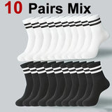 6/10/20 Pairs Neutral Striped Mid Tube Socks Sweat Absorbing Breathable Soft and Comfortable Couple Sports and Leisure Socks