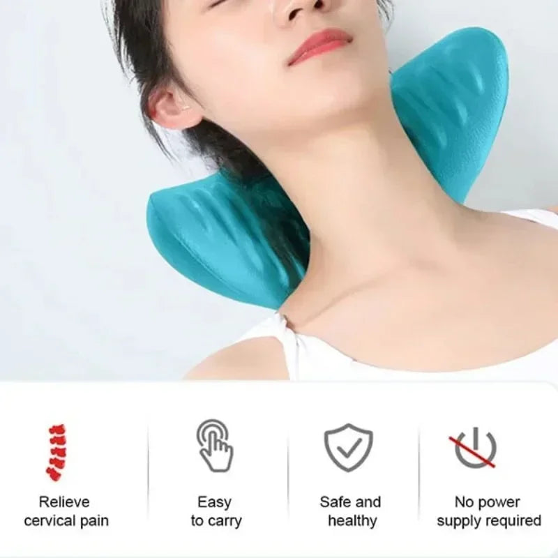 Neck Pillow Massager Neck Shoulder Stretcher Massager Relaxer Cervical Chiropractic Traction Device Pillow for Pain Relief