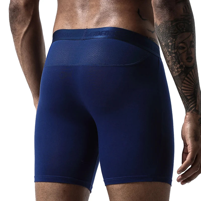 3-Pack of Ice Mesh Men's Underwear, Sports Running, Extended Wear-Resistant Leg Boxer Briefs, Long-Leg Five-Quarter Pants Underw