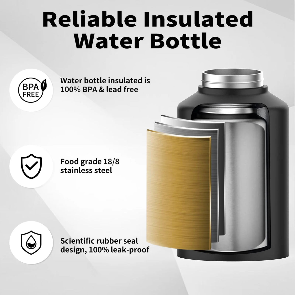 WATERSY 64/87/128oz Large Capacity Insulated Water Bottle Stainless Steel Thermal with Lift Hands Outdoor Camping Vacuum Flask