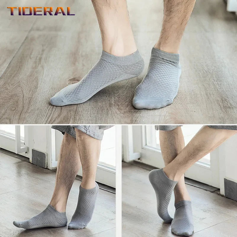 5 Pairs Men Bamboo Fiber Crew Socks Man High Quality Summer Winter Business Breathable Black Male Dress Ankle Socks Man