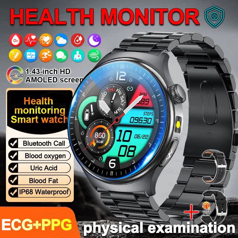 New Accurate ECG Smart Watch Heart Health Analysis Blood oxygen Pressure BT call ECG Smart Watches For Men Women protective film