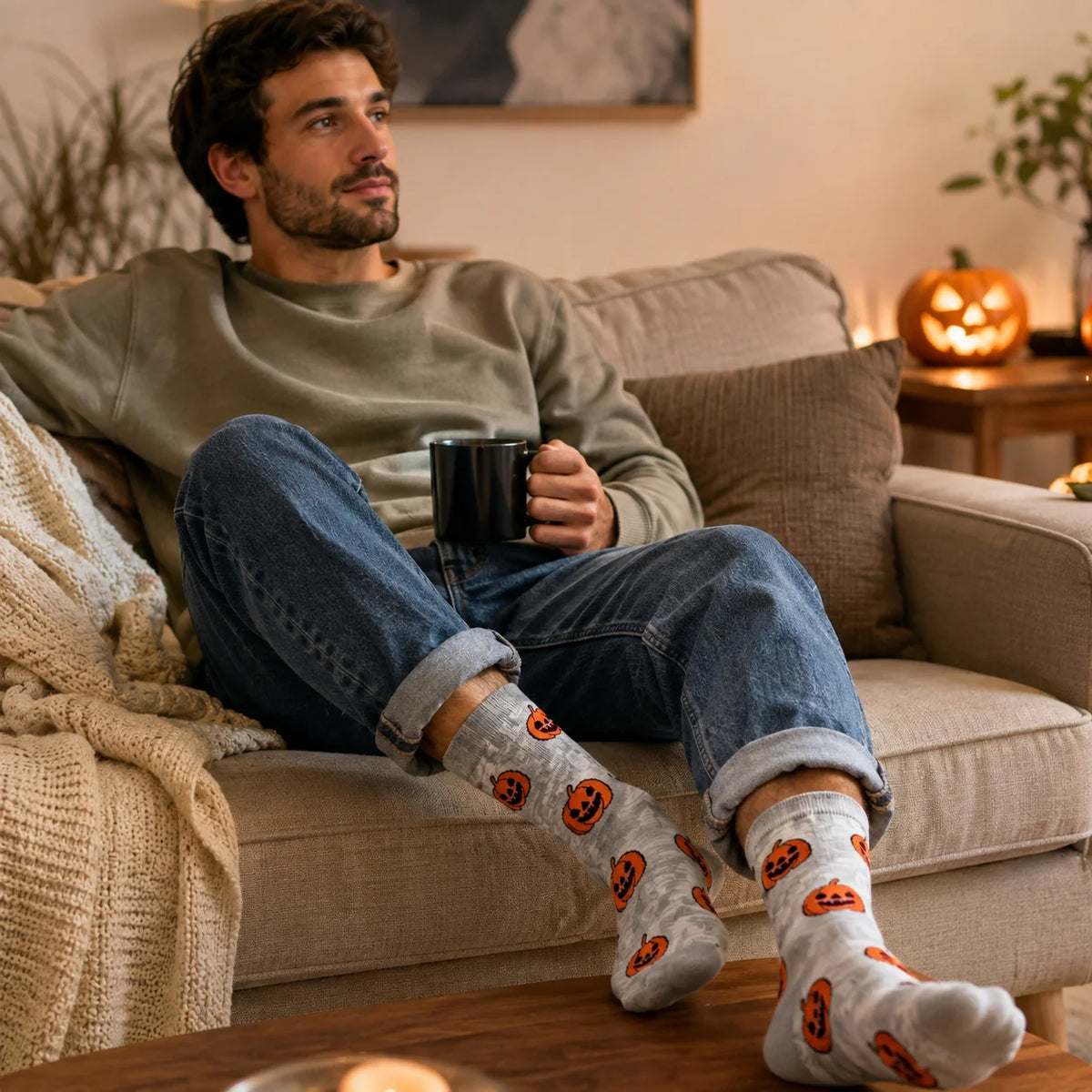 1/10 Pairs Halloween Pumpkin Socks for Men Women, Cute Cartoon Crew Socks, Funny Jack O Lantern Party Casual Holiday Socks