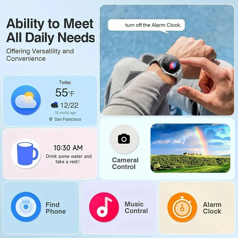DAORKOW 2026 New 1.43-Inch AMOLED 466*466 Screen Men and Women Bluetooth Call Sports Fitness Ultra-Thin Waterproof Smart Watch