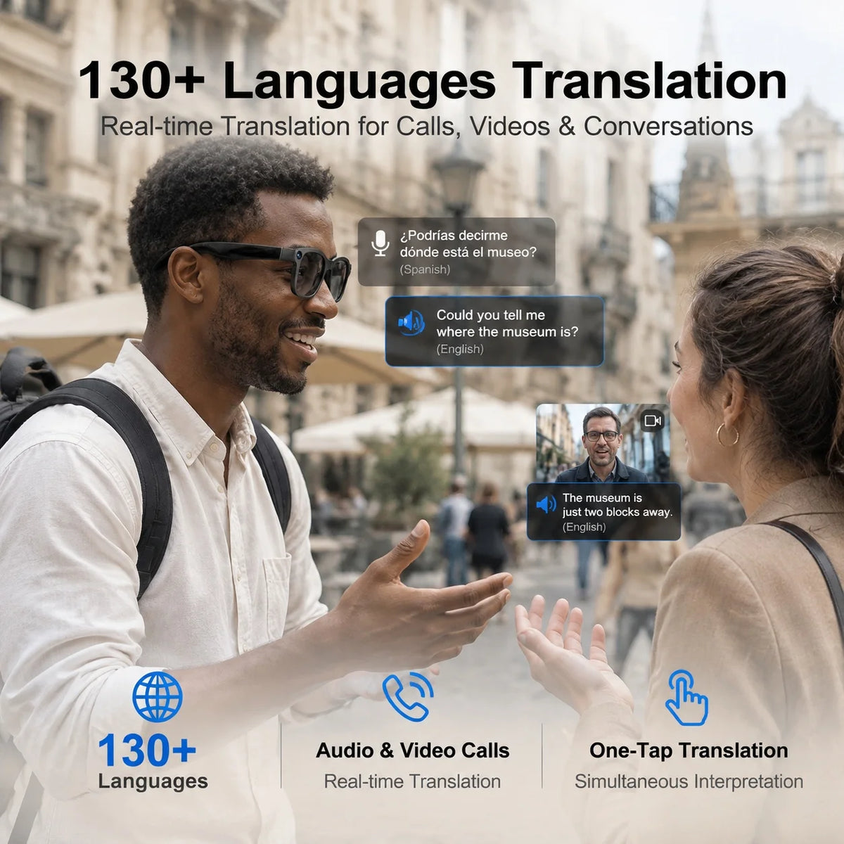 TOP1 Smart Glasses with Camera 13MP HD Video Live Streaming&Photo Capture Recording Glasses With ChatGPT Translation Men Women