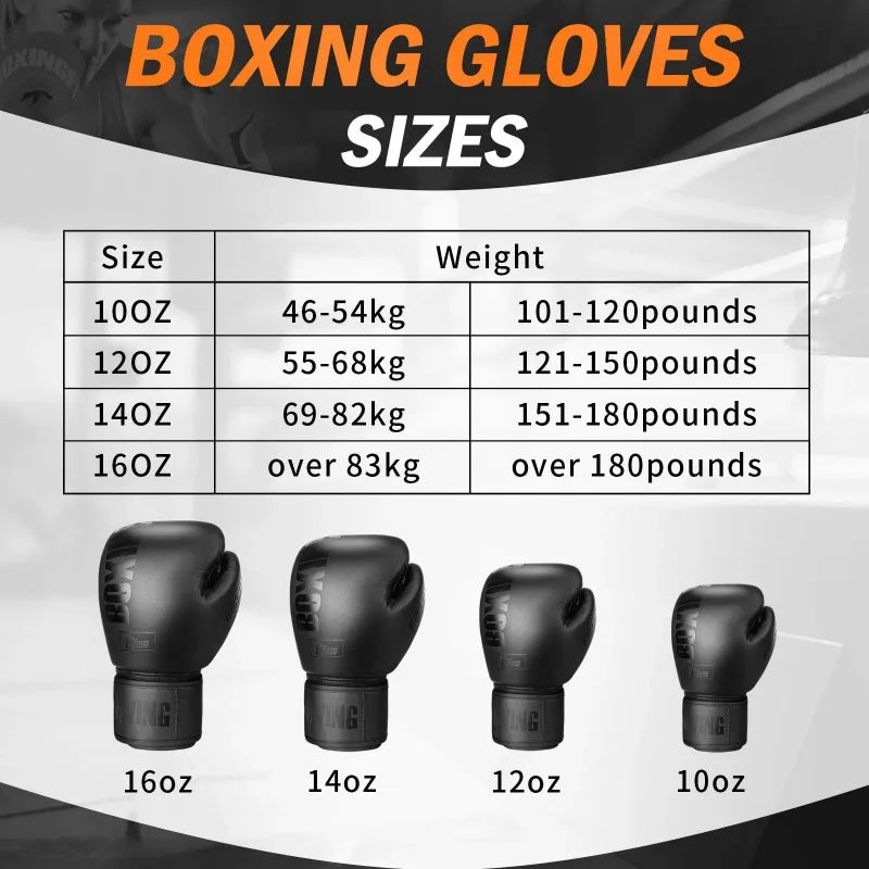 6/8/10/ 12 /14 /16oz Boxing Gloves PU Leather Muay Thai Guantes De Boxeo Free Fight MMA Sandbag Training Glove For Men Women