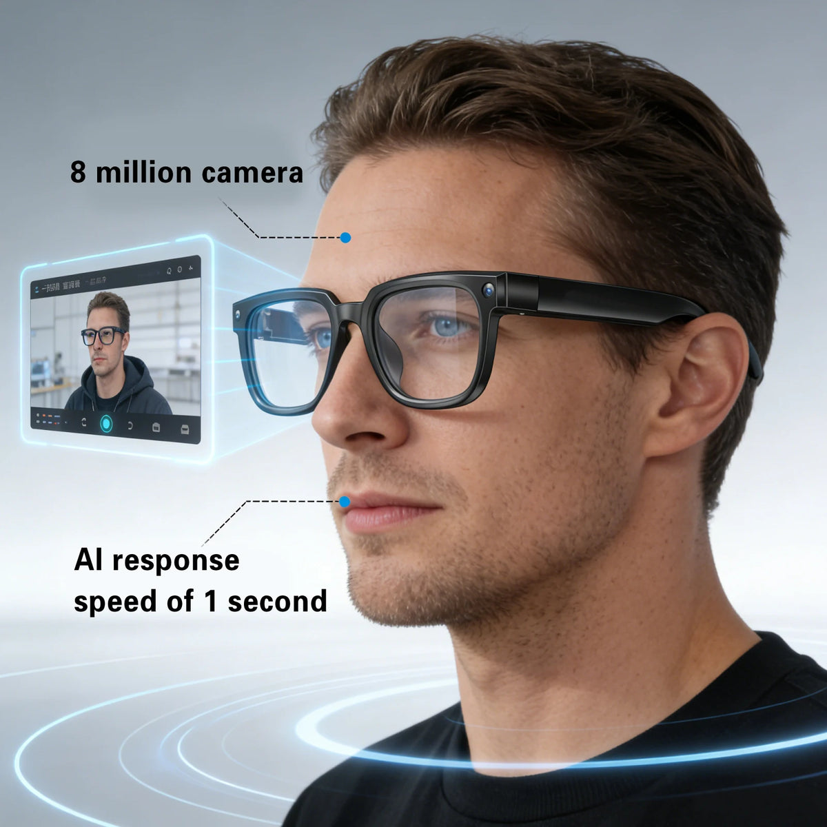 Q11 Smart Glasses 4K Camera Photo Video Real-Time Multi-Language Translation Bluetooth Call & Stereo Music Photochromic Eyeglass