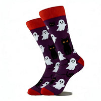 1 Pair of Personality Bat Mid Tube Men's Socks Skull Women's Socks Spider Tide Socks Bloody Hand Halloween Women's Socks