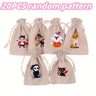 20pcs Drawstring Packing Bag Halloween Candy Pouch Goodies Drawstring Bag Pumpkin Burlap Bag Halloween Treat Bag Candy Bag