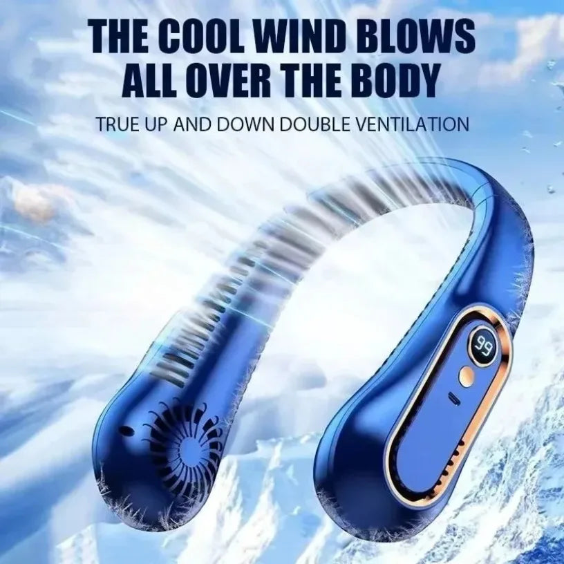 2026 New 5-Speed Neck Fan Portable Fan with 720° Dual-Sided Cooling Wind Digital Display USB Rechargeable for Outdoor Gym Office