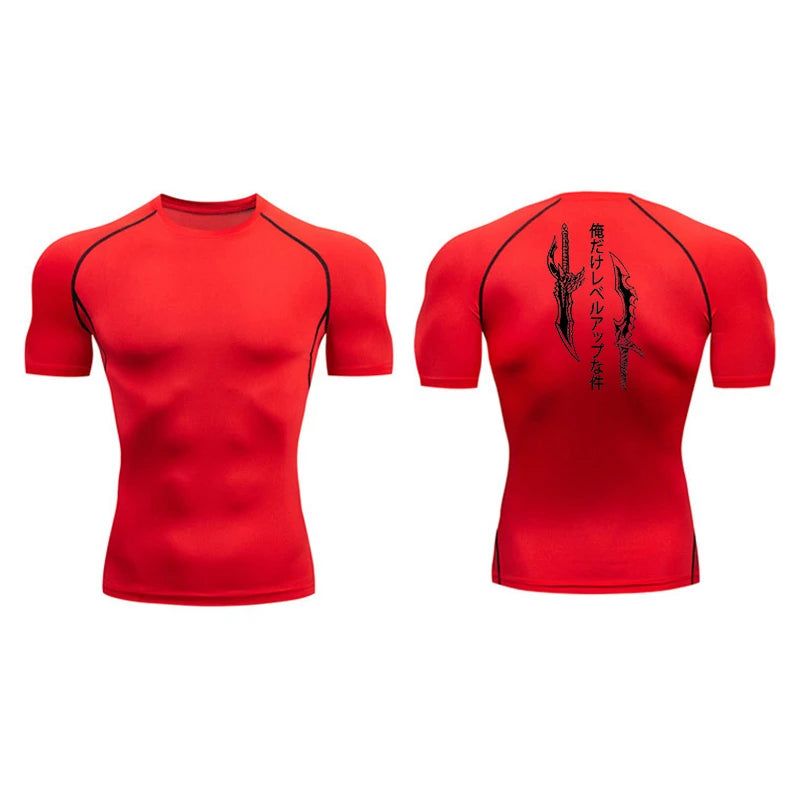 Dagger Print Compression Shirts for Men Athletic Quick Dry Tshirt Tops Rash Guard Gym Workout Running Baselayers Undershirts