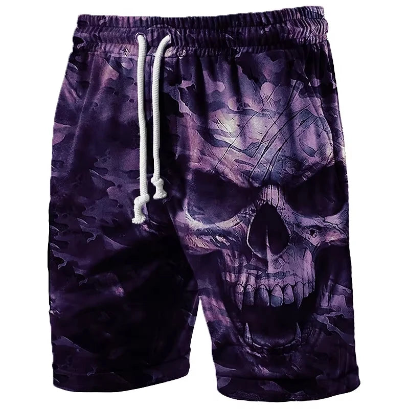 Fashion Horror Skull Pattern Beach Shorts For Men Fashion Summer 3D Printed Swim Trunks Loose Streetwear Hip Hop Short Pants