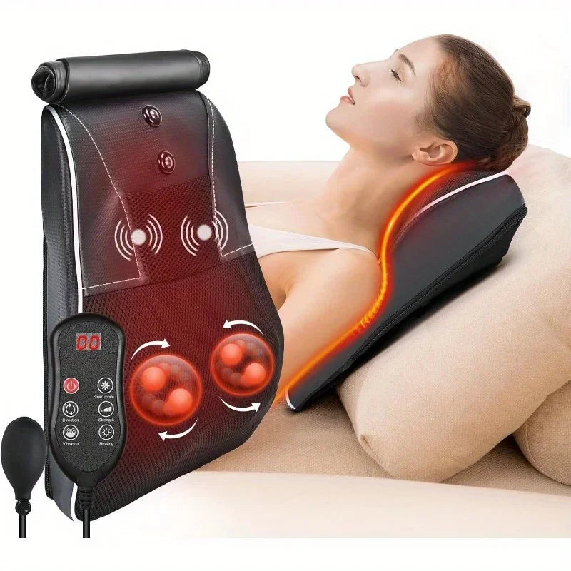 Jinkairui Electric Shiatsu Massage Pillow Neck Airbag Traction Body Massager Car with Heating and Vibration Function