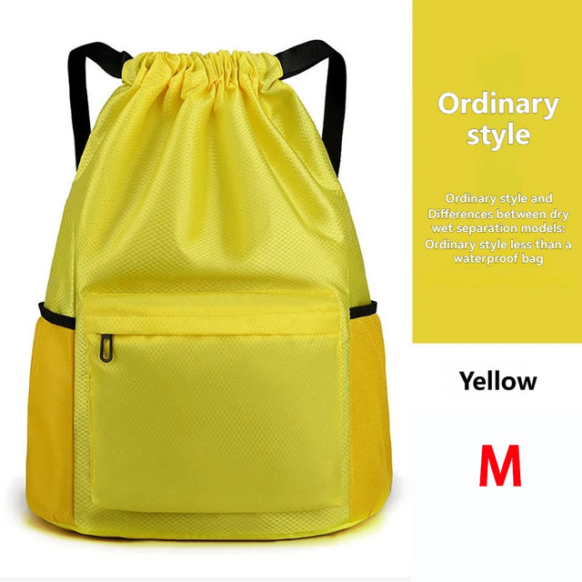 Loogdeel Portable Gym Football Drawstring Bag Quick Drying Large Capacity Oxford Cloth Backpack Solid Color Adjustable Straps