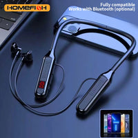 Wireless BT Neckband Headphones with Digital Display Function, Large-Capacity Semi-In-Ear Sports Stereo Headphones