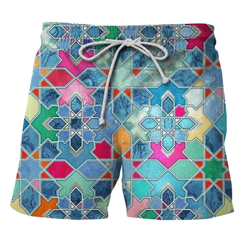 Summer Fashion Classic Colorful Leopard 3D Printed Men's Shorts Unisex Casual Beach Swimming Shorts Quick-dry Surf Board Shorts