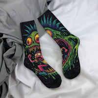 1 Pair Amusing Horror  Quirky Classic Horror Socks for Men Featuring A Retro Harajuku Street Style Perfect Funny Unique Gift