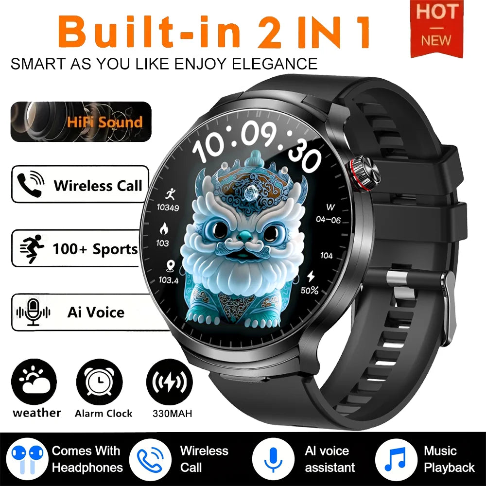 2026 T-REX3 New 2 in 1 Smart Watch With Earbuds Smart Watch TWS Bluetooth Earphone Heart Rate Blood Oxygen Monitor Sports Watch