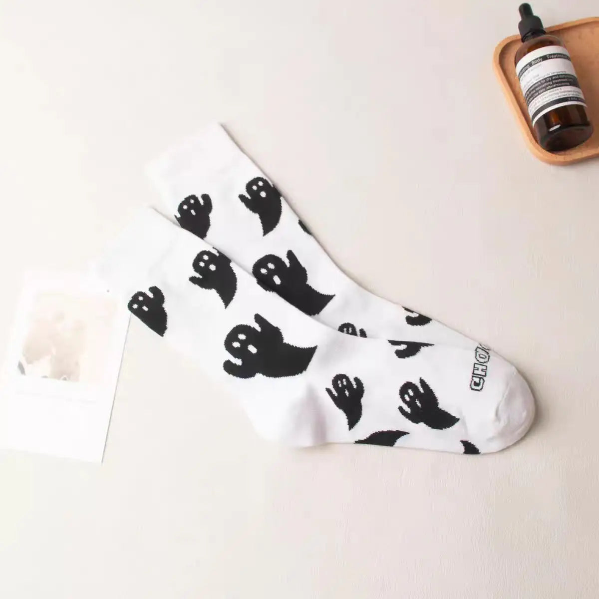 Halloween Harajuku Characteristic Couple Socks Funny Cosplay Outdoor Trend Couple Sock Ghost Print Men/Women's Middle Tube Socks