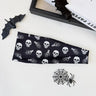 Halloween Cosplay Costume Headband Skeleton Print Yoga Fitness Party Wide Hairband Stretchy Headwrap Hair Accessory Headwear