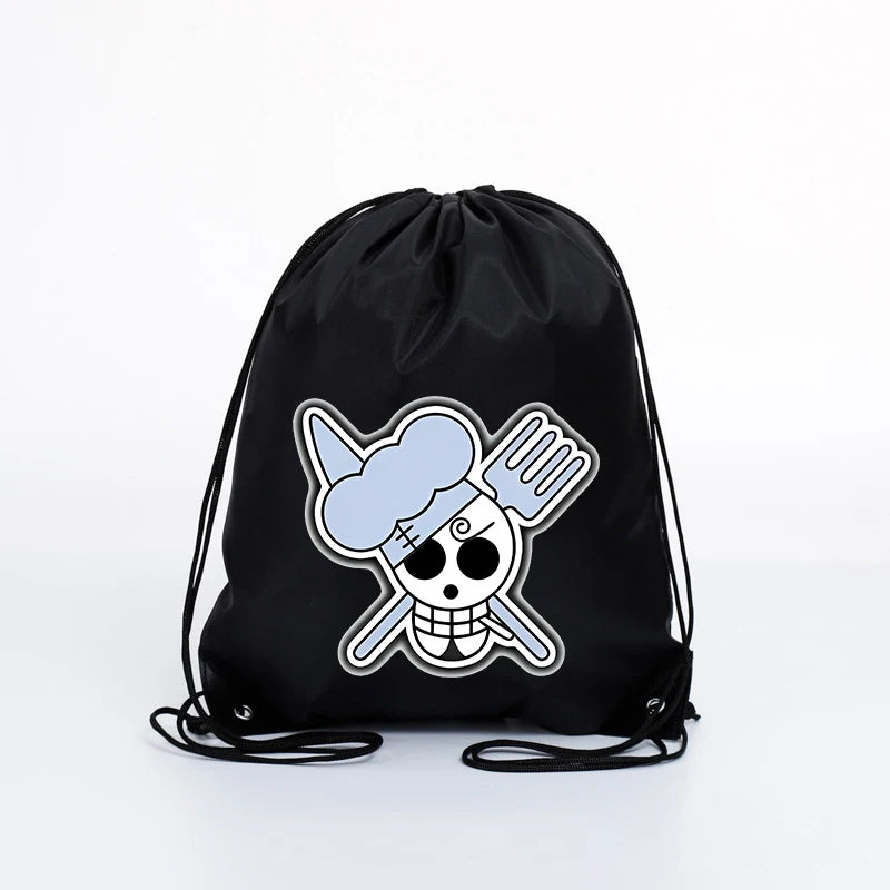 Big 45x45CM Cartoon One Piece Drawstring Bag for Adult Luffy Zoro Fashion Swim Ride Running Sport Backpack Portable Storage Bags