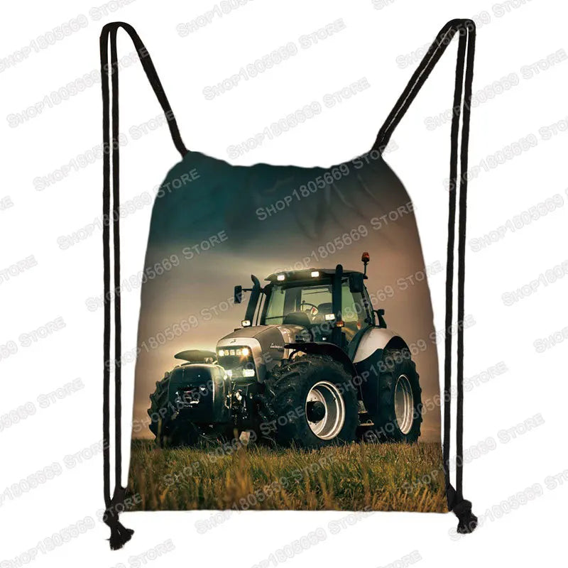 Play with Farm Tractor Print Backpack Teenager Boys Girls Rucksack Women Drawstring Bags for Travel Kids Book Bag Shoes Holder