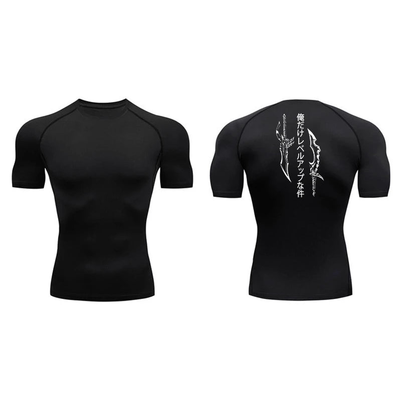 Dagger Print Compression Shirts for Men Athletic Quick Dry Tshirt Tops Rash Guard Gym Workout Running Baselayers Undershirts