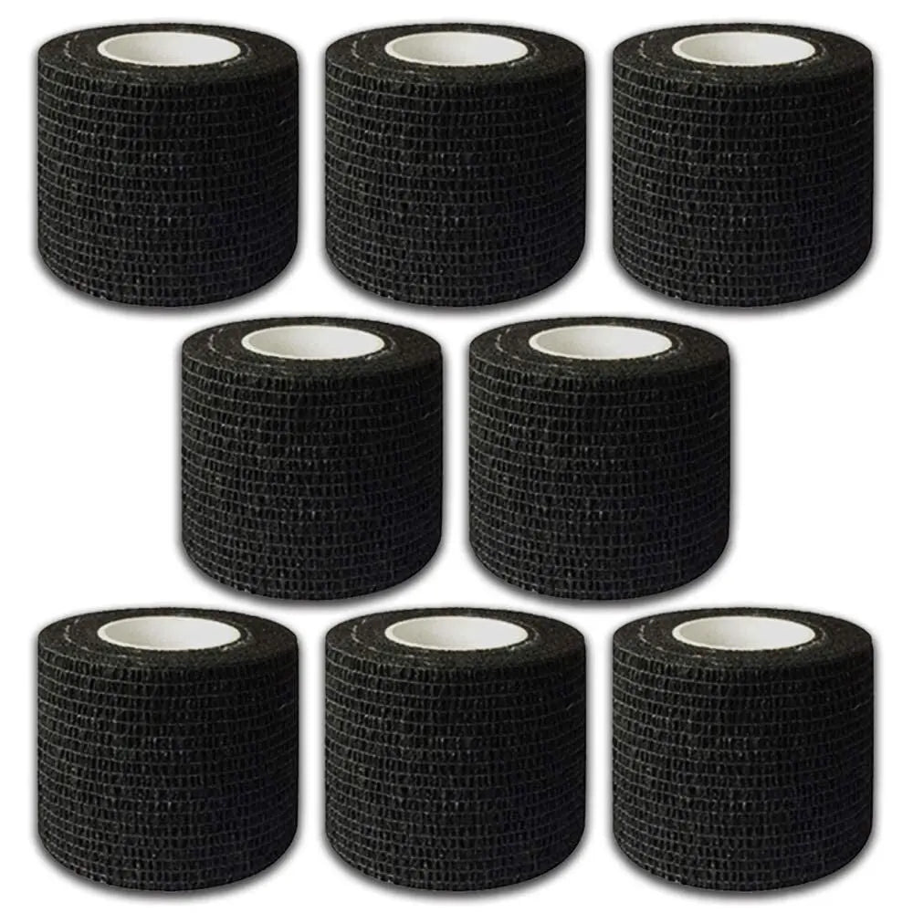 48/24/3PCS Black Tattoo Grip Cover Wraps Self-Adhesive Elastic Bandage Tape Breathable Strong Sports Tape Athletic Bandage Rolls
