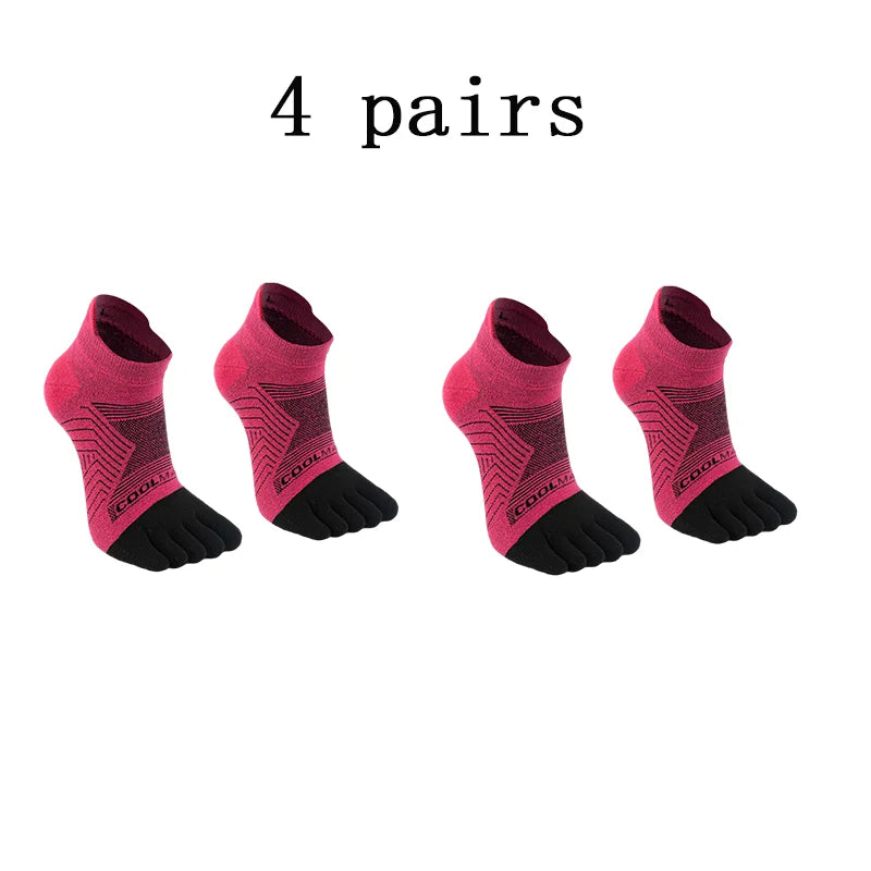 1/4/6 PAIRS COOLMAX Sports Socks Breathable Elastic 5 Toes Sports Socks Quick Drying Wicking Moisture Athletic Running Socks