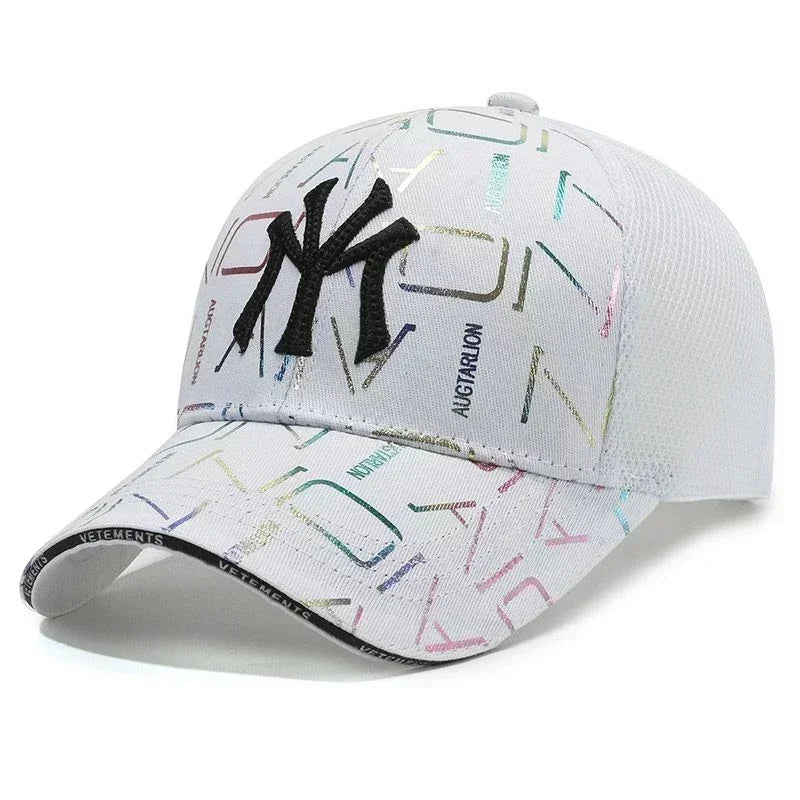 Summer Breathable Fashion Letters Baseball Cap Adjustable Dazzle Color Mesh Caps Men Women Casual Golf Running Sports Sun Hat
