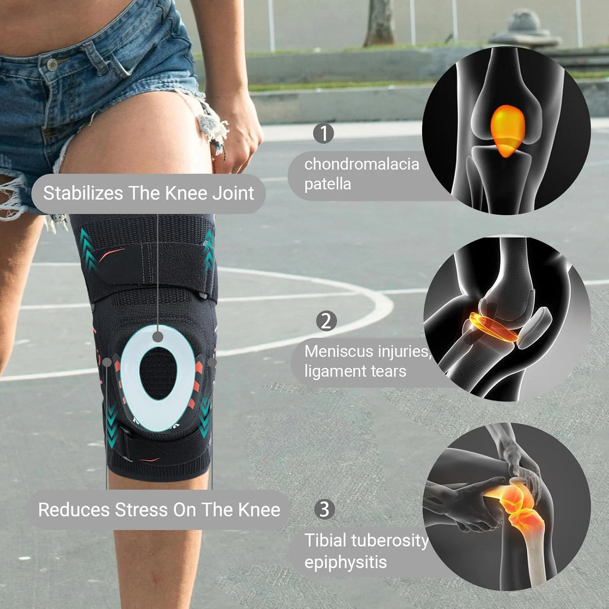 Hinged Knee Brace 3D Knitted Knee Sleeve for Men & Women Patella Ligament Support Pain Relief  Meniscus Tear Arthritis ACL PCL