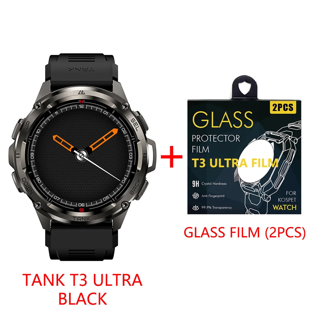 2025 Original KOSPET TANK T3 Ultra GPS Smart Watch for Men Rugged Smartwatch 470mAh Fitness AMOLED Bluetooth Electronic Watches